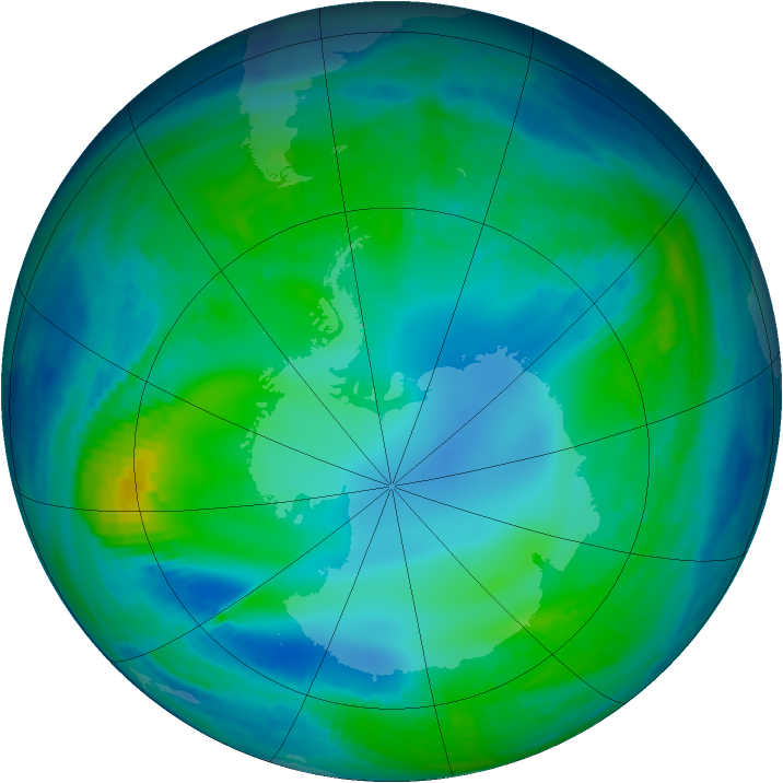 Antarctic ozone map for 21 May 1999
